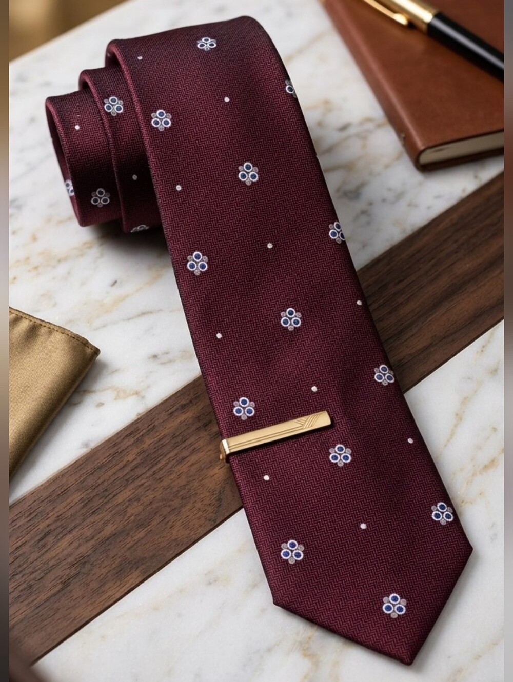 Tie CROATA Homeland Of The Cravats Signature Wine Red Thread 100% Silk Tie